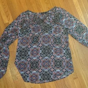 Keyhole tie black blouse